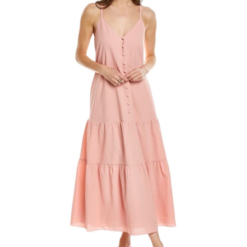 Ted Baker Luaan Button Through Cami Dress Coral Tiered Midi/Maxi US 10 Size 4